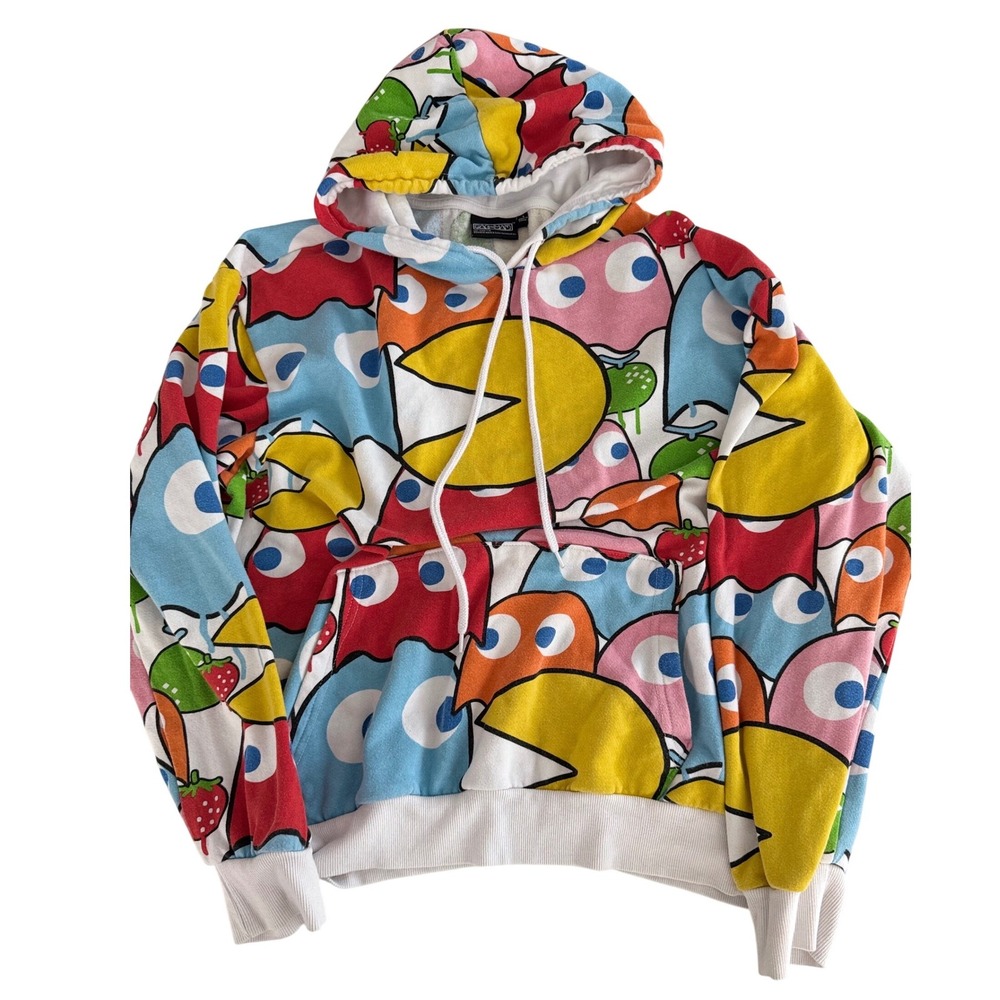 Retro Gamer Pac-Man Women Large All Over Print Hoodie Multi-Color Video Game